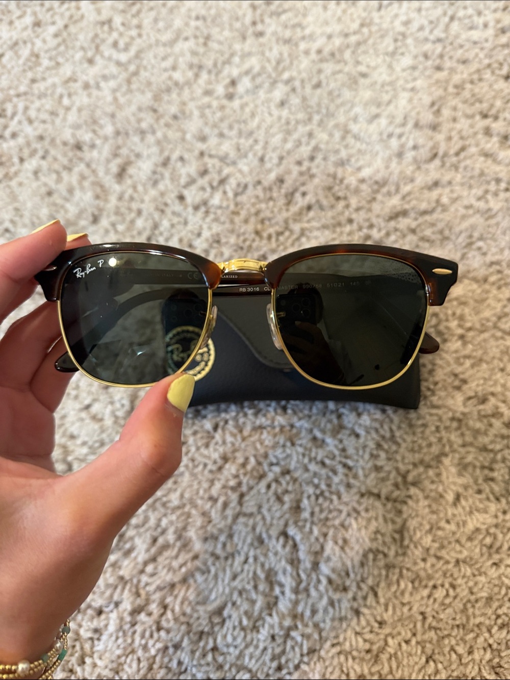 Ray-Ban Clubmaster Sunglasses - Tortoise and Gold with Green Lenses